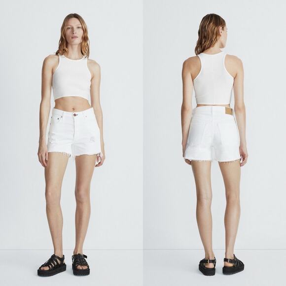 rag & bone Pants - Rag & Bone Optic White Vintage Cut Off 4" High-Rise Rigid Short Women’s 32 NWT